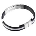Men's Silicone Stainless Steel Clasp Cuff Bracelet - Engrave your own Message