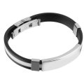 Men's Silicone Stainless Steel Clasp Cuff Bracelet - Engrave your own Message
