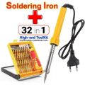 COMBO DEAL - 60W Soldering Iron AC 220V PLUS 32 in 1 Screwdriver Kit