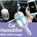 180 Degree, 12V Car Humidifier Aromatherapy With USB Charger to Charge Your Phone & Devices