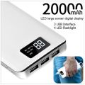 3 USB Powerbank 20000mAh for Charging of Electronic Devices, LED Digital Screen Display & Flashlight