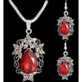 Exquisite Vintage Red & Silver Jewelry Set in a Complimentary Gift Box
