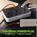 LDNIO 3.4A Power Strip Charger with 3 Power Sockets & 6 USB Charging Ports - Multi Adapter Smart USB