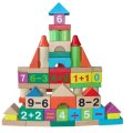 Educational Play & Learn 50 Piece Mathematics Wooden Learning Blocks Play Set for Kids