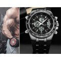 Exquisite Men's Multi Chronograph Watch With LED Back Light in a Complimentary Tin Gift Box