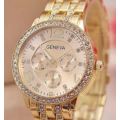Elegant Ladies Geneva Crystal Quartz Wrist Watch in Gold or Silver