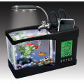 USB Desktop Aquarium, Water Recirculates to provide Oxygen, LED Light, LCD Display,Stationary Holder