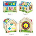 Multi-Functional Intelligent Wooden House Blocks Play Set- Shapes, Number, Colours