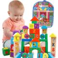 Building blocks in back pack bag, great for learning letter, numbers, shapes & colours