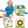 Multi-Functional Intelligent Wooden House Blocks Play Set- Shapes, Number, Colours
