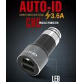 Original LED Ldnio C303 Car Charger with Dual USB 5V/3.6A Quick Charge Full Metal For IOS or Android