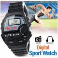 Quartz Digital FM Auto Scan Radio Sport Watch With Stereo Earphones