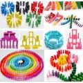 100 Piece Multi-Coloured Wooden Domino Building Block Set - Encourage Problem-Solving Skills