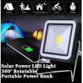COB LED Solar Power Rechargeable Light & POWER BANK for Charging of Devices, Rotate 360 Degrees