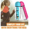 Water Bottle With Build-in Daily Pill & Vitamin Organizer - 7 Compartments for each day of the week