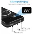 10000mAh Dual USB Power Bank & Wireless Charger for all QI Compatible Devices with LED Display