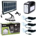 Home Solar System - Battery Control Unit, 3 LED Lamps, Solar Panel, Remote & 10 in 1 Charging Cable