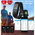 Bluetooth Smart Fitness Tracker Monitor Heart Rate, Blood Pressure & Blood  Oxygen with Pedometer