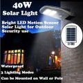 40 WATT LED SOLAR Street or Wall Light, PIR Motion Sensor, Waterproof with 3 Lighting modes