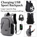 USB Interface Sports Backpack with ball net zipper compartment & Multiple Storage Compartments