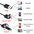 3-in-1 HD Waterproof Type-C, Micro USB & PC Endoscope Camera & Video Camera - 10 meters