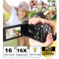 Digital Video Camcorder Camera - 1080P 2.7 Inches TFT LCD Screen 16X Zoom, 16MP, Night Vision