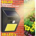 48 LED Solar Power Wall Light, PIR Motion Sensor, Waterproof, Night Sensor & Eco-friendly