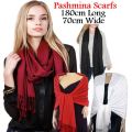 180cm Long & 70cm Wide Quality Soft Pashmina Scarfs in Plain Colours