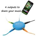 Plug in and share your music and videos with up to 4 friends with this simple audio splitter