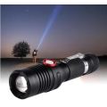 Tactical Swat Rechargeable Zoom able LED Flashlight, Battery, Charger, Car Charger & Safety Wand 3 M