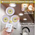 4 Piece Wireless, Adjustable, Multi-fnctional COB LED Light Set with Remote, Dimmer Control & Timer