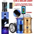 4-in-1 LED SOLAR Lantern, Flashlight, Stage Light & Power Bank with Build-in Rechargeable Battery