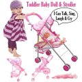 Talking, Singing, Crying & Laughing Baby Doll with Stroller for toddlers
