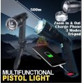 Super Far Distance 3500mAh LED Pistol Light, 3 Lighting Modes, USB Interface, Mobile Power Bank