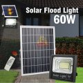 60W LED SOLAR Flood Light with Remote Control, Solar Panel, Waterproof & 1350 Lumens