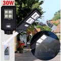 30W LED Solar Street Light with 3 Lightening Modes, LED Battery Indicator Lights & Remote Control