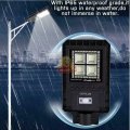30W LED Solar Street Light with 3 Lightening Modes, LED Battery Indicator Lights & Remote Control