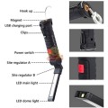 Magnetic Folding COB LED Work Light with Hook, USB Charging Interface and 5 Modes