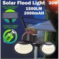 30W Solar Flood Light, 56 LED, 2 adjustable heads, 3 modes, 1500LM, 2000mAH battery