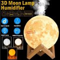 3D Moon Lamp Humidifier, 3 Colour Night Light, Automatic Power-off Protection, Touch Control, Quiet