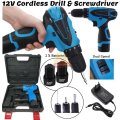 12V Cordless Drill / Screwdriver in Storage Case with 2 X Rechargeable Batteries & Power Adaptor