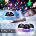 Rotating Starry Night Sky Projector Lamp with moon & stars in colour or soft white night bed lamp