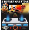 Large Stainless Steel Double Burner Gas Stove with Regulator & Hose Perfect for every day use