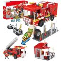 2 In 1 Fire Building Block Set, 184 Pieces with Movable Wheels, Compatible with Lego