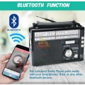 Rechargeable Bluetooth SOLAR AM-FM Radio with USB, SD, Aux MP3 Player, Flashlight, 18650mAh