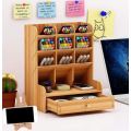 Multi-Function Wooden Desk Organizer and Free Phone Holder