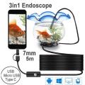3-in-1 Endoscope Camera with 6 Bright LED Lights, 5m Length