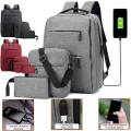 3 Piece Backpack Set, Large Backpack with USB Port and Cable to Charge Devices ONLY GREY
