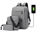 3 Piece Backpack Set, Large Backpack with USB Port and Cable