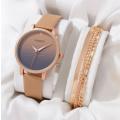 2 Piece Ombre Round Pointer Quartz Watch & 1 Piece 3 Layered Bracelet in Complimentary Gift Box